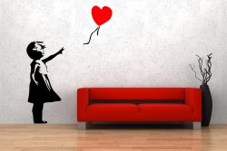 Banksy Style Balloon Girl 'There is always hope' Wall Stickers