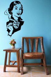 Retro Girl With Coffee Decal
