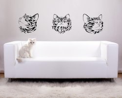 Three Tribal Cats - Great Vinyl Sticker For Every Cat's Lover 