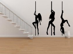 Set of 3 Pole Dancers Silhouette - Large Wall Decorations