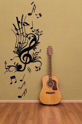 Floral Key Music - Large Wall Decal Music Notes