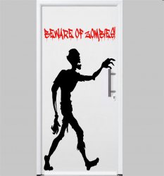Beware of Zombies Funny Wall Sticker Decal for Zombie Fans