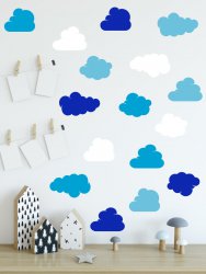 Set of 16 Clouds Wall Stickers Removable Minimalist Decals