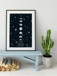 Moon Poster 'I love you more than all the stars' Home Decor Wall Art Print
