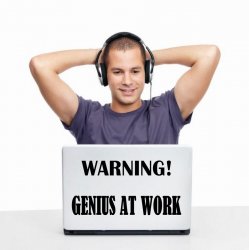 JC Design 'Warning! Genius At Work' Funny Vinyl Wall / Laptop Sticker