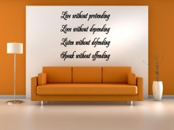 JC Design 'Live without pretending, Love without depending...' Large Wall Decal