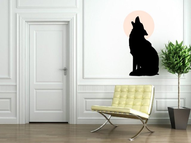 Wolf Howling at the Moon | Wall Stickers Store - UK shop with wall ...
