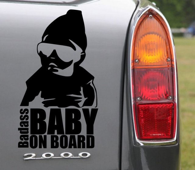 Badass Baby On Board - Funny Car Vinyl Sticker  Wall 