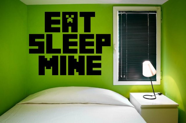 EAT SLEEP MINE Gamer Room Vinyl Wall Decal Sticker