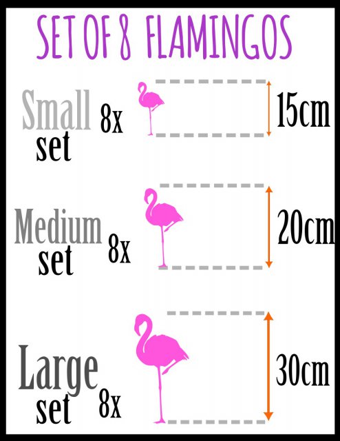 Wall Sticker Flamingo Set of 8 Removable Tropical Decals IKEA style Decor UK 