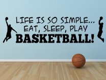 'Life is so simple... Eat, sleep, play basketball !' - Large Vinyl Decor