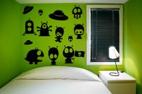 Cute Set Of Funny Aliens UFO - Kids Room Wall Decorations