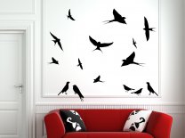 Cute Swallows Large Set Removable Wall Stickers Birds Decal Bird Premium Vinyl Decor