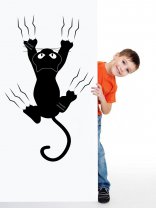 Cat Scratching The Wall Funny Removable Wall Sticker Great For Kids Room