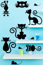 Set Of Cute Cats And Mouses Adorable Wall Sticker High Quality Decals 