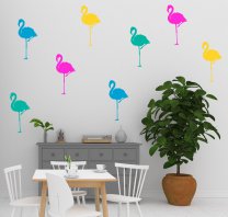Wall Sticker Flamingo Set of 8 Removable Tropical Decals IKEA style Decor