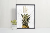 Pineapple Life Scandi Nordic Hygge Poster Marble & Gold Modern Print