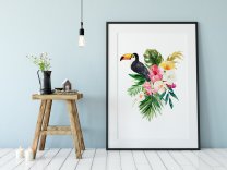 Tropical Poster Toucan Monstera Leaf Leaves Hibiscus Print Amazing Gift  
