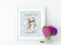 'Oops I'm #beautiful' Girly Sweet Pastel Floral Poster