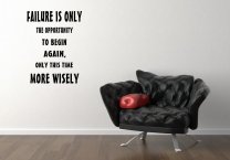 JC Design 'Failure is only the opportunity to begin again...' Motivational Vinyl Wall Sticker