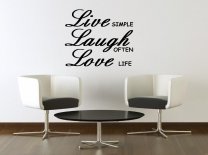 JC Design 'Live simple, Laugh often, Love life' - Large Wall Decal