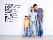 JC Design 'Think positively, exercise daily, eat healthy...' Motivational Wall Sticker