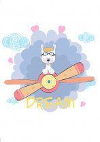Plane Lama DREAM! Scandi Poster for Kids Room