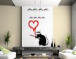 Banksy Style Rat Painting Red Heart Wall Sticker
