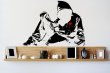 Banksy Style Hoodie With Knife (version 1) - Large Wall Sticker