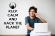 Keep Calm And Hack The Planet - Anonymous / Globe Vinyl Wall Sticker Quote