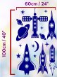 Large Set of Space Rockets, Planets and Stars - Kids Room Wall Stickers