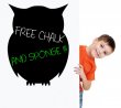 Lovely Owl - Chalkboard Sticker With Free Chalk And Sponge