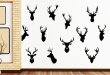 Set of 12 stylish STAG HEADS Wall Sticker - Designer's choice