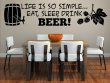 Life is so simple... Eat, sleep, Drink Beer! Large Wall Sticker Decal Great gift for every beer lover!