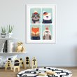 Friends Cute Scandi Colourful Animals Nordic Poster Owl Fox Print