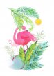 Tropical Leaves Leaf Flamingos Watercolour Poster Botanical Print IKEA sizes