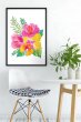 Exotic Poster Pink & Yellow Flowers Tropical Leaves Print Great Gift Idea