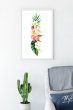 Tropical Watercolour Flowers & Leaves Poster Modern Exotic Hibiscus Floral Print