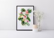Tropical Garden Poster Watercolour Flowers & Leaves Exotic Print