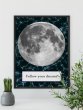 'Follow your dreams' Moon Stars Galaxy Poster Premium Print
