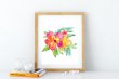Exotic Flowers Summer Vibe Poster Hibiscus Tropical Leaves Print